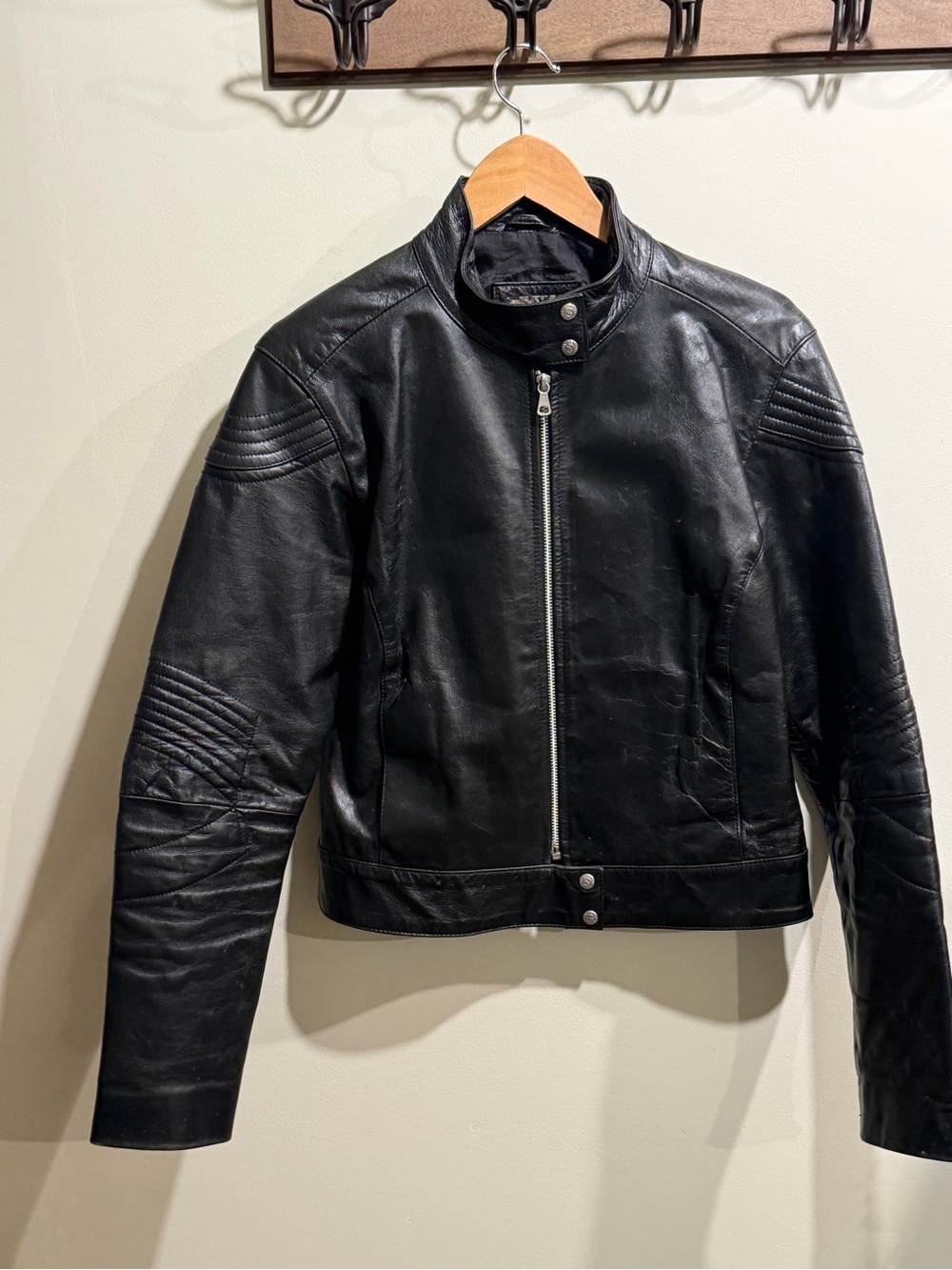 Bershka Black Leather Moto Jacket